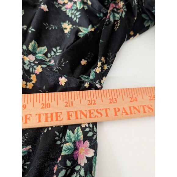 Cato Velvet Floral Babydoll Shirt Womens Size 18/20W Black Balloon Sleeve - Picture 9 of 10